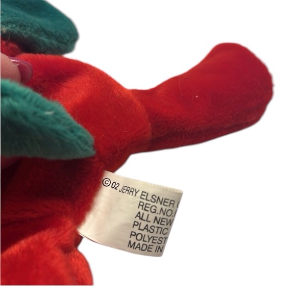 Jerry Elsner Red & Green Stuffed Dog. Pre owned - Picture 4 of 4